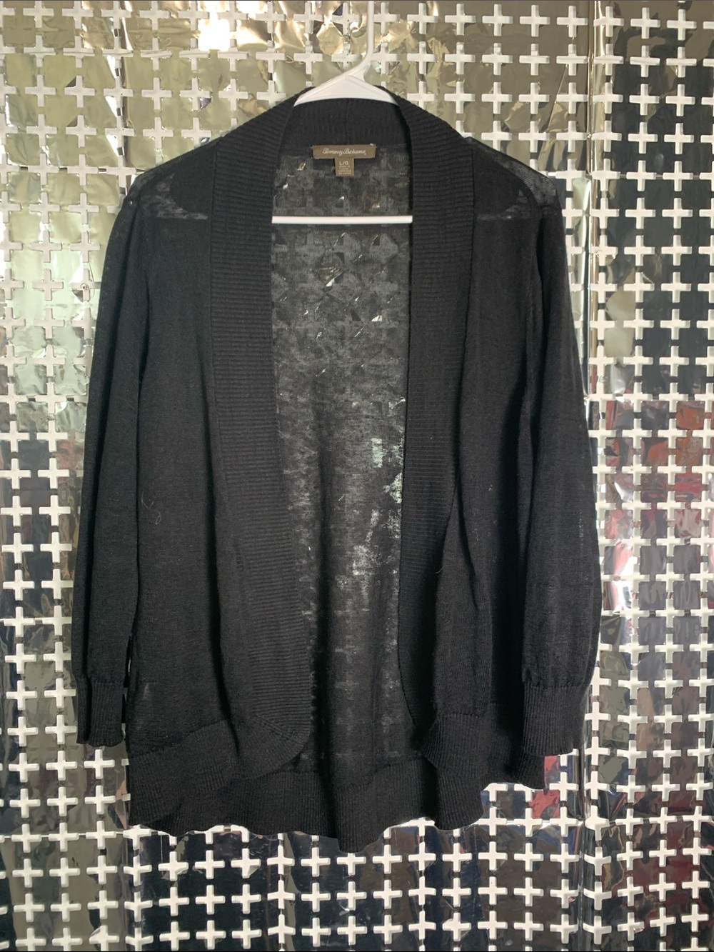 Tommy Bahama Black Open-Front Lightweight Cardigan